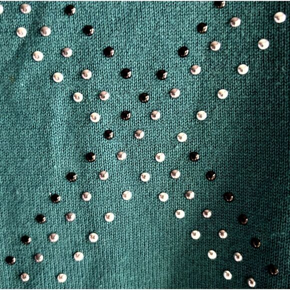 Alfred Dunner Woman's XL Silver/Blk Embellished Sweater Knit Festive Top #W - Picture 5 of 6